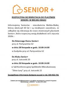 Powiększ zdjęcie: Rekrutacja do placówek Senior+ w Bielsku-Białej fotografia informacji