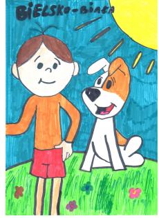 Powiększ zdjęcie: Zuzanna K. zdjęcie przedstawia rysunek Bolka i Reksia na łące.